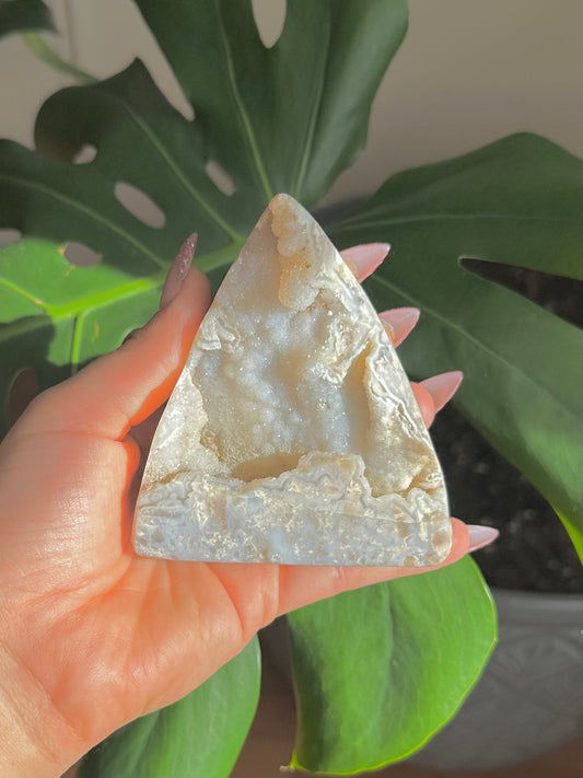 Drusy White Agate Crystal Pyramid Crystal