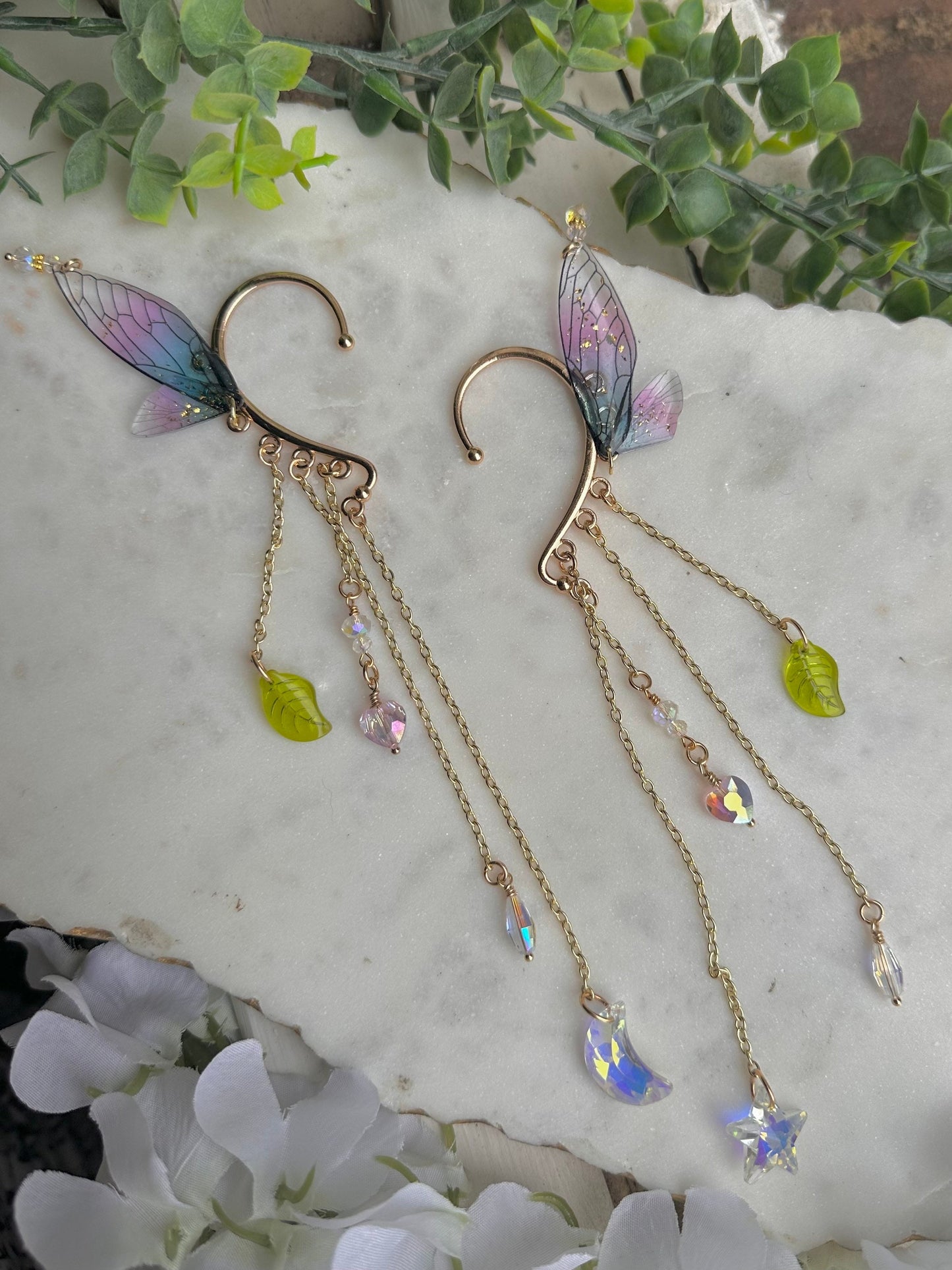 Fairy Wing Crystal Ear Cuffs